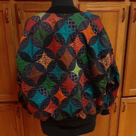 Quilted Patchwork Coat Handmade Jacket Festival Folk Art Artsy XL Cottagecore - Picture 5 of 5